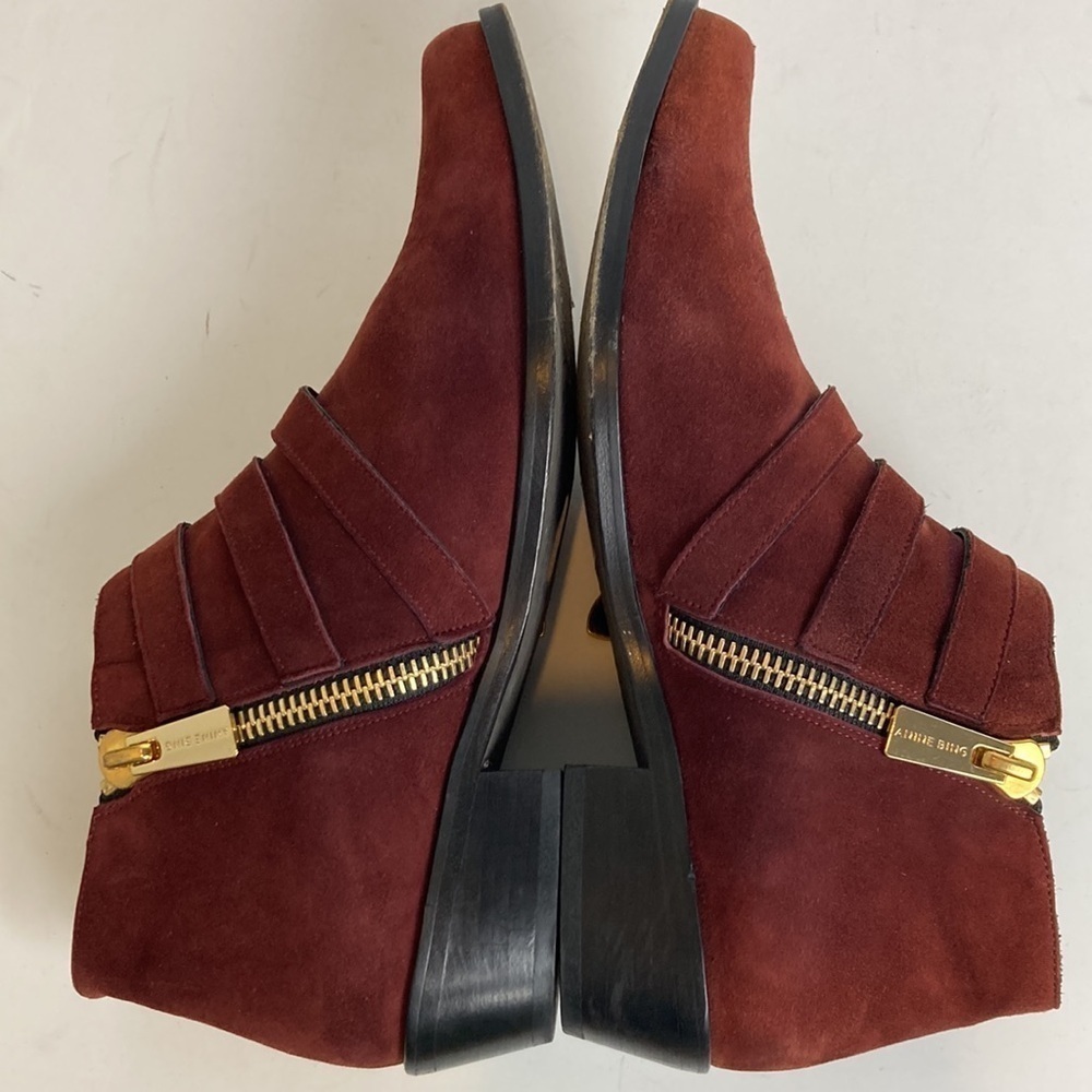 Anine Bing Witchy Western Emma Boots Burgundy Gold Triple Buckle Luxury Cowboy - Picture 14 of 16